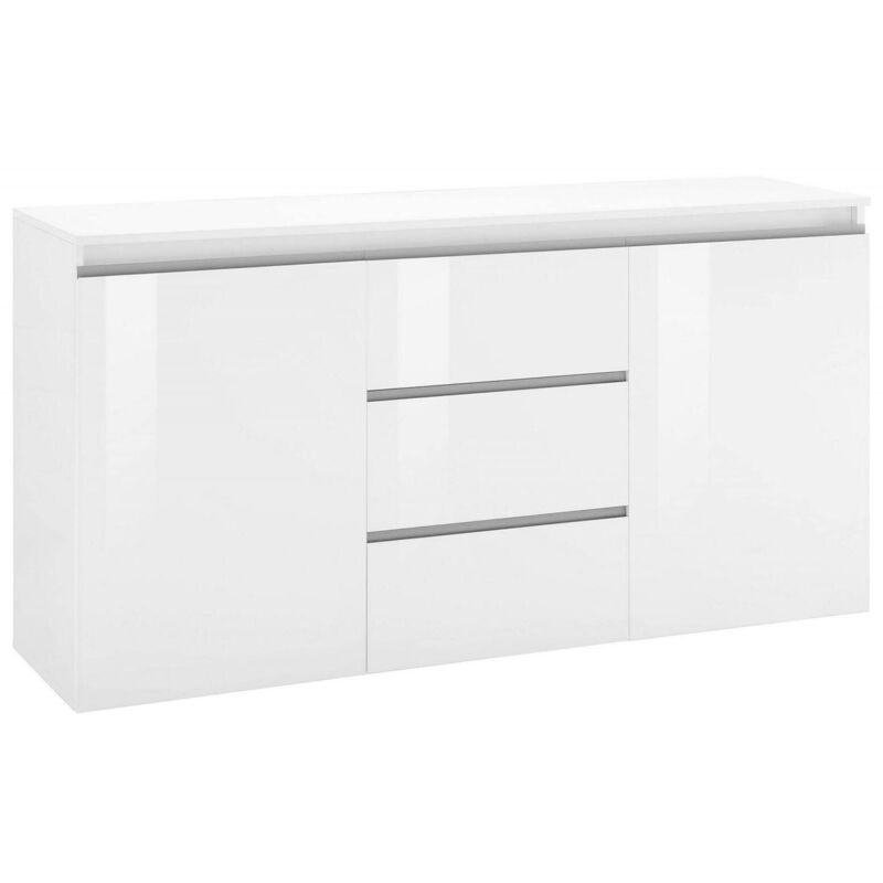 foto del prodotto credenza amoco, madia di design a 2 ante 3 cassetti, buffet da soggiorno, madia da cucina, 100 made in italy, cm 150x40h81, bianco lucido dmora