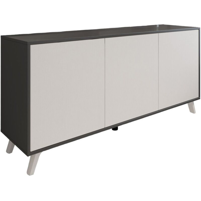 foto del prodotto credenza annina, buffet da soggiorno, madia da salotto, dispensa da cucina, 154x40h72 cm, antracite e bianco dmora