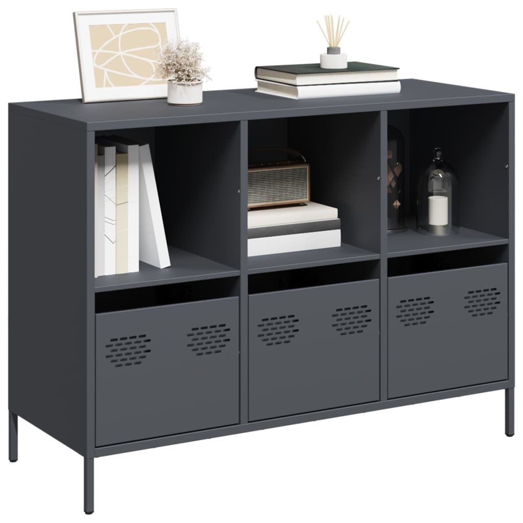 foto del prodotto credenza antracite 101,5x39x73,5cm in acciaio laminato a freddo