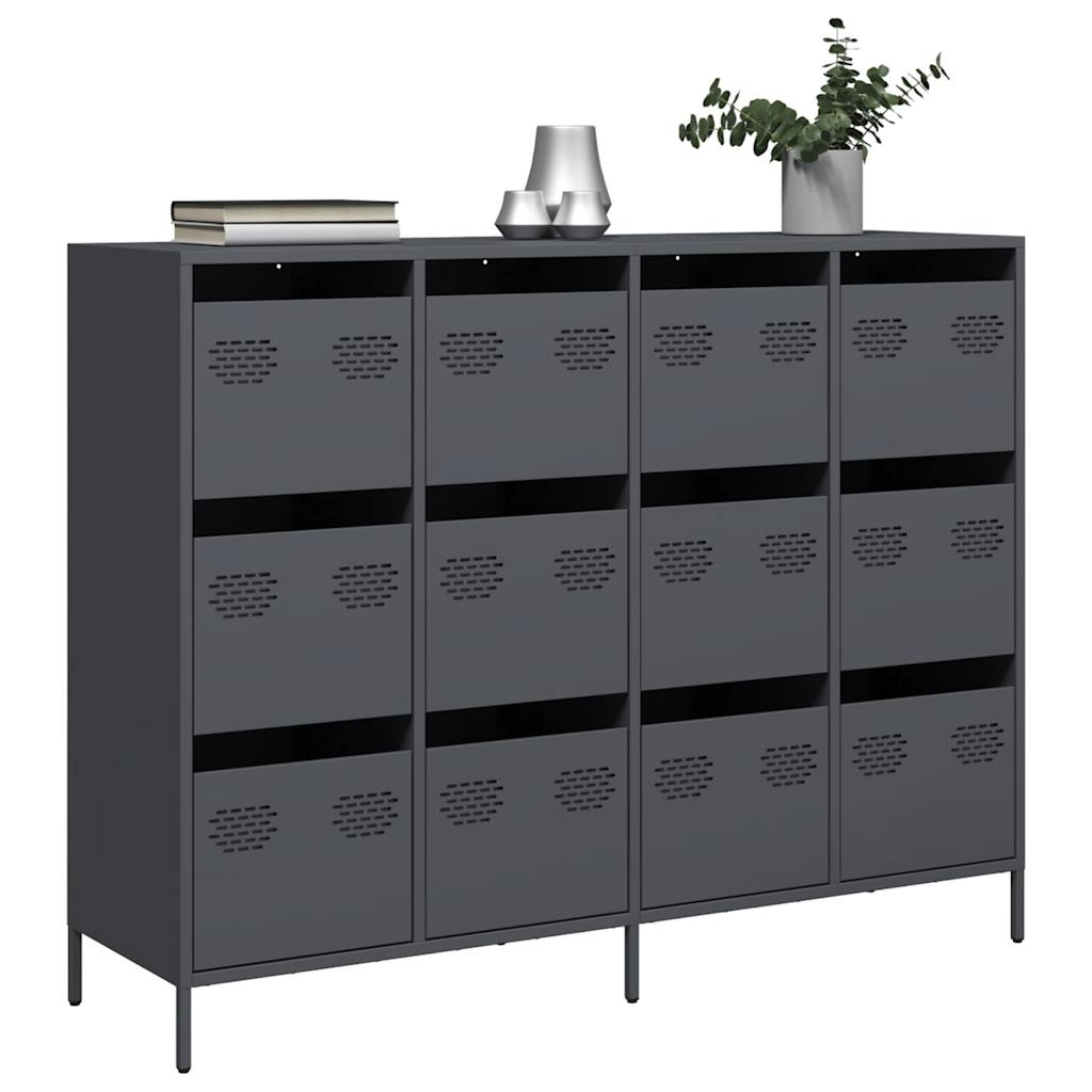 foto del prodotto credenza antracite 135x39x103,5 cm in acciaio laminato a freddo