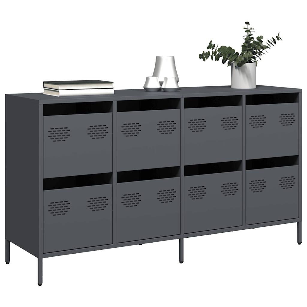 foto del prodotto credenza antracite 135x39x73,5 cm in acciaio laminato a freddo
