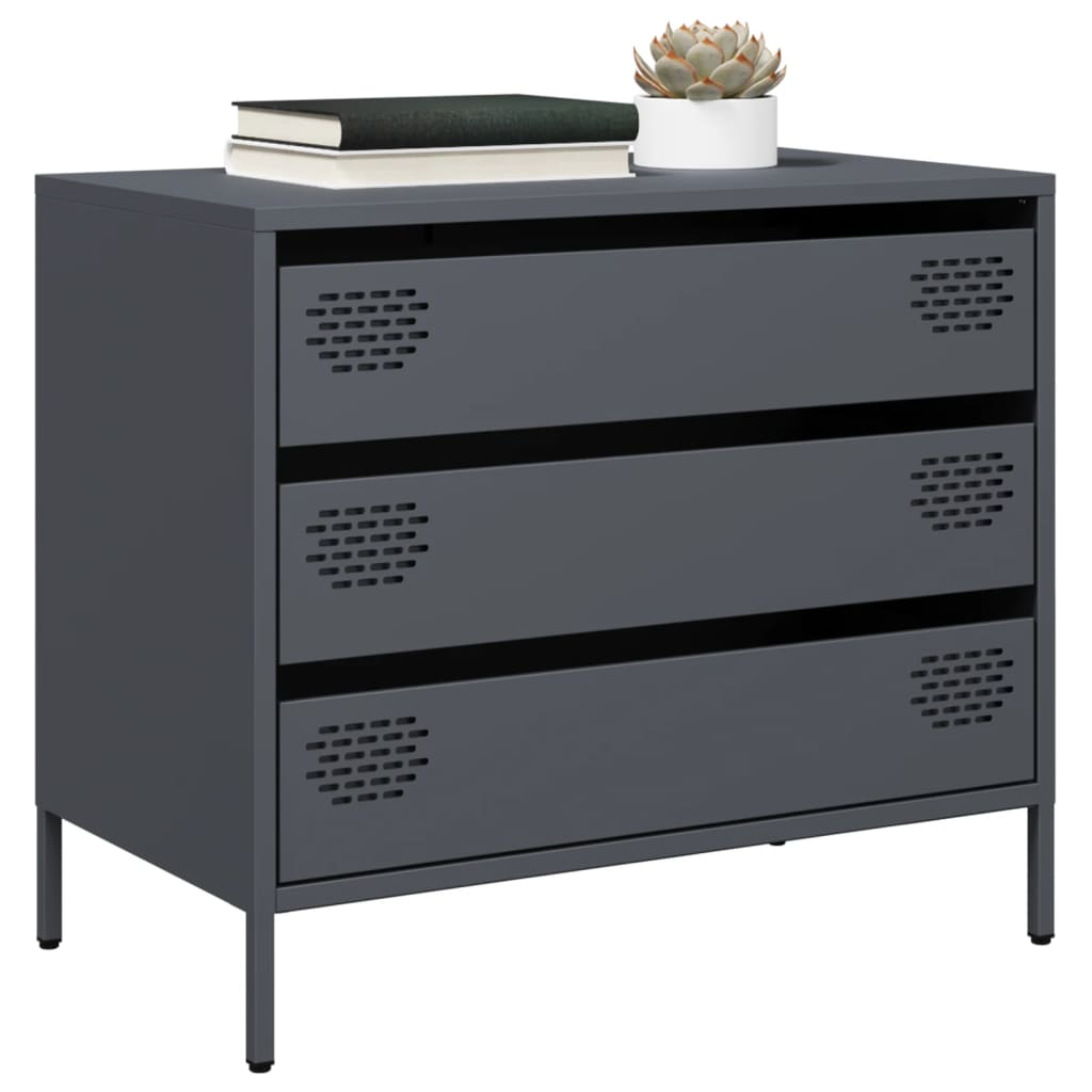foto del prodotto credenza antracite 68x39x58,5 cm in acciaio laminato a freddo