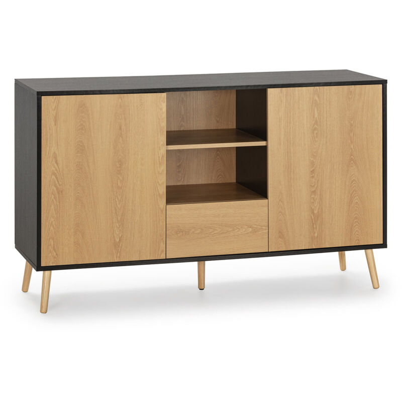 foto del prodotto credenza apolo 2 ante 1 cassetto, colore nero legno