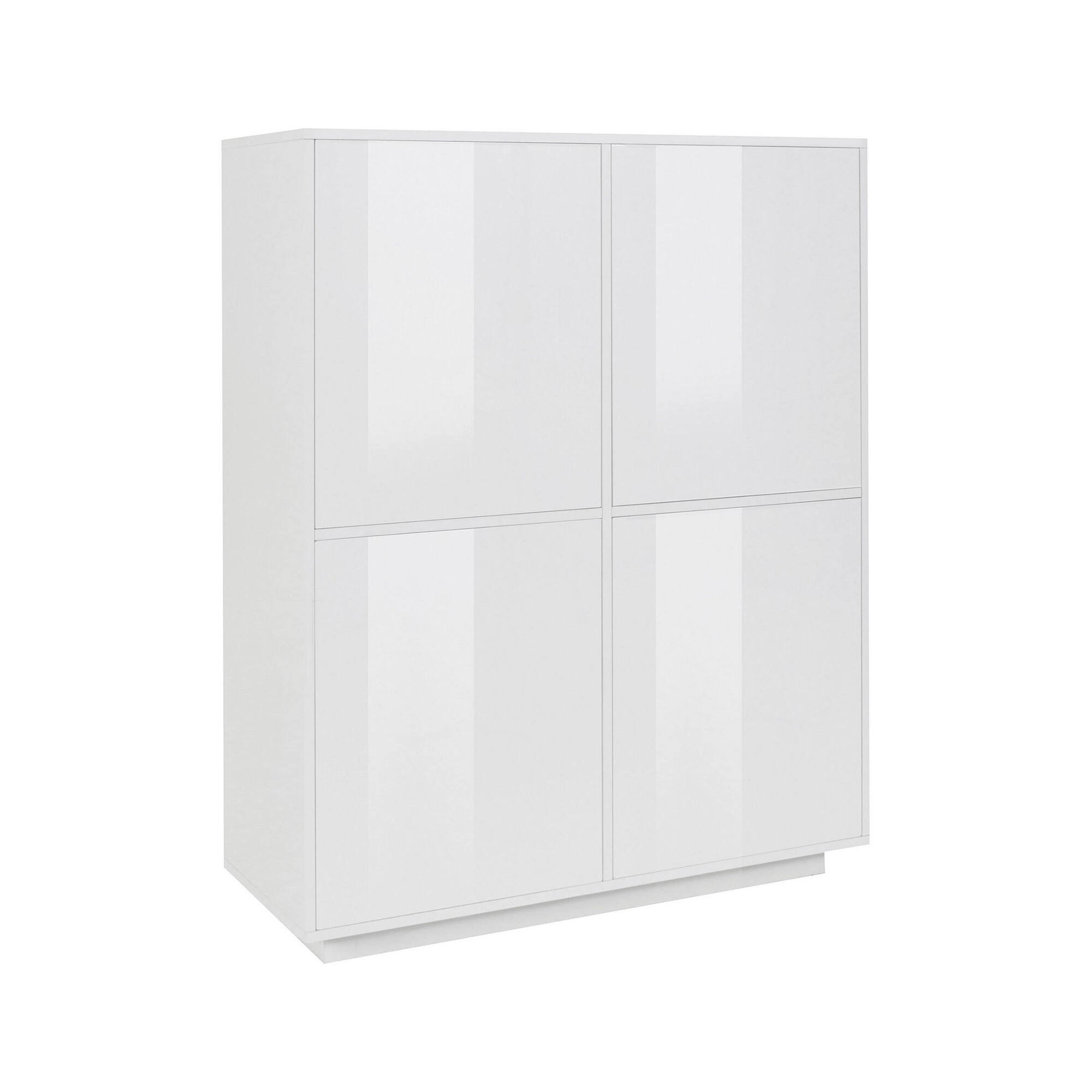 foto del prodotto credenza ara, madia da cucina a 4 ante, buffet da soggiorno, 100 made in italy, cm 100x41h126, bianco lucido