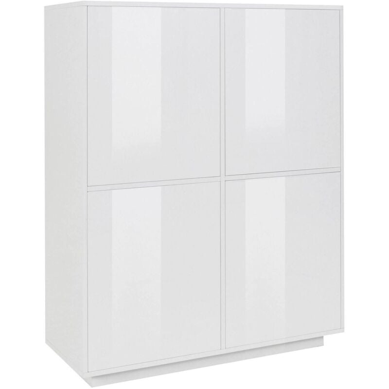 foto del prodotto credenza ara, madia da cucina a 4 ante, buffet da soggiorno, 100 made in italy, cm 100x41h126, bianco lucido dmora