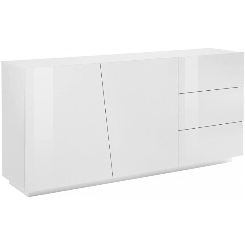 foto del prodotto credenza ariet, madia da cucina a 2 ante e 3 cassetti, buffet da soggiorno, 100 made in italy, cm 180x43h86, bianco lucido - dmora