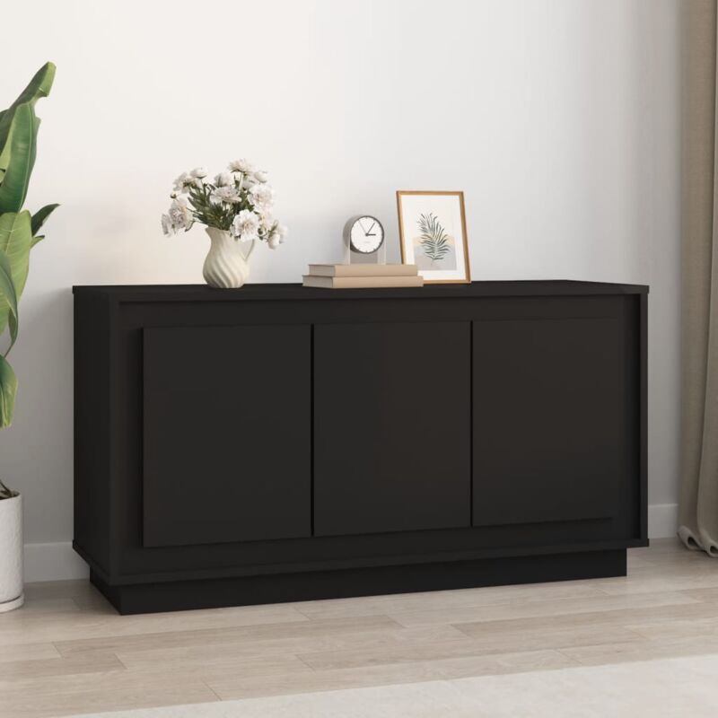 foto del prodotto credenza, armadietto cucina, madia per salotto nera 102x35x55 cm in legno multistrato klew29121 bonnevie nero