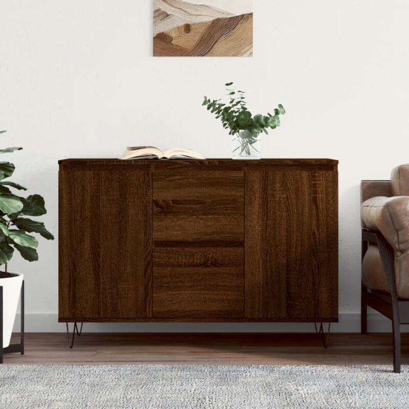 foto del prodotto credenza, armadietto cucina, madia per salotto rovere marrone 104x35x70 cm in legno multistrato klew82180 bonnevie marrone