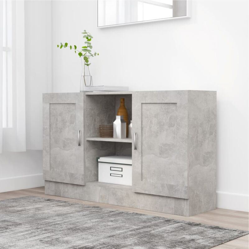 foto del prodotto credenza armadietto - mobile da cucina grigio cemento 120x30,5x70 cm in truciolato