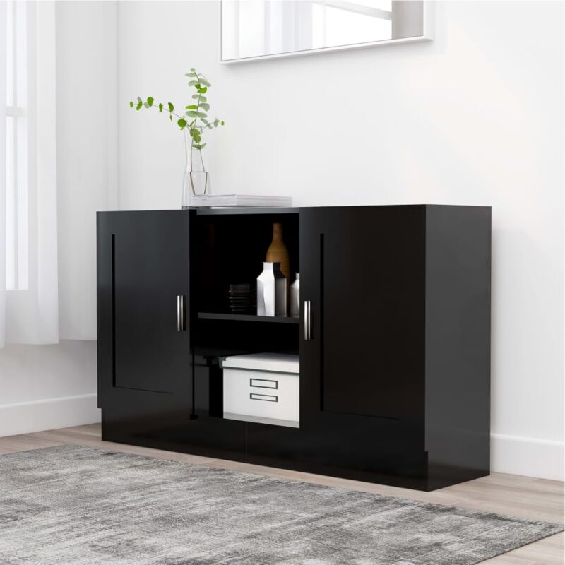 foto del prodotto credenza armadietto mobile da cucina nera 120x30,5x70 cm in truciolato
