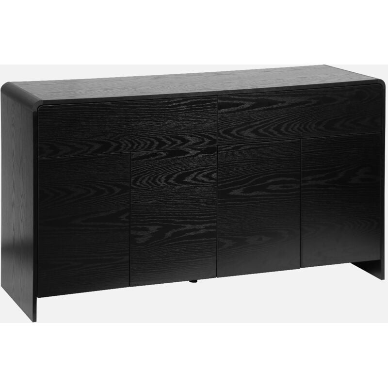 foto del prodotto credenza arrotondata effetto legno a 2 cassetti e 4 ante