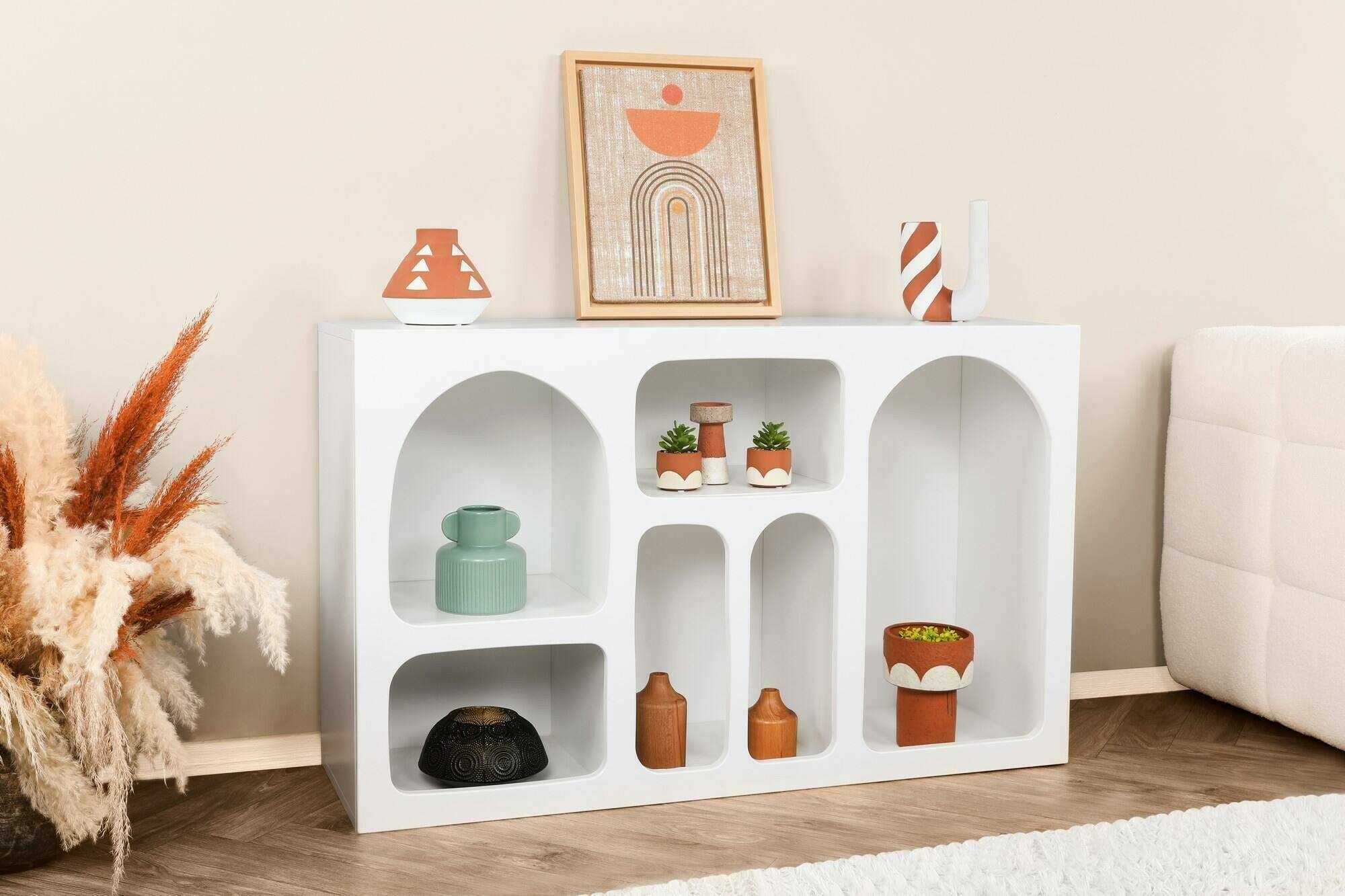 foto del prodotto credenza arsenio, buffet da soggiorno, madia da salotto, dispensa da cucina, 120x37h74 cm, bianco