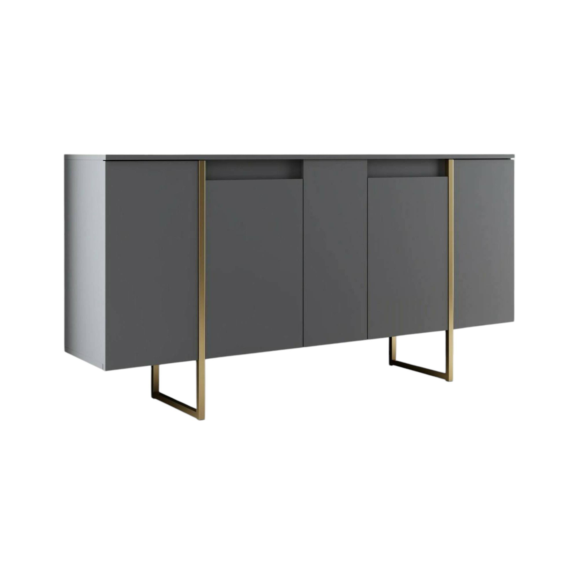 foto del prodotto credenza arta, buffet da soggiorno, madia da salotto, dispensa da cucina, 160x35h80 cm, antracite e oro