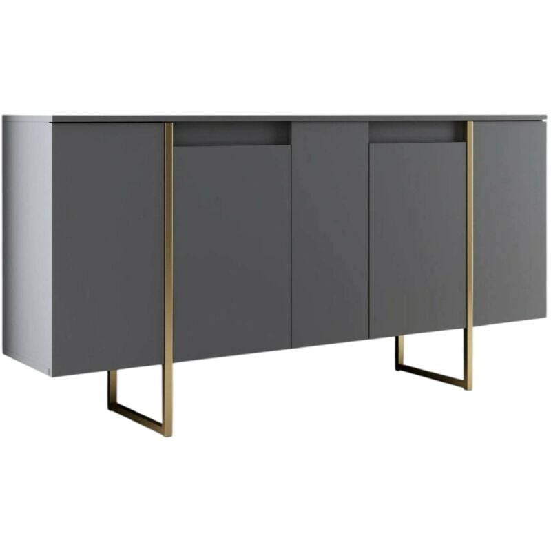 foto del prodotto credenza arta, buffet da soggiorno, madia da salotto, dispensa da cucina, 160x35h80 cm, antracite e oro dmora
