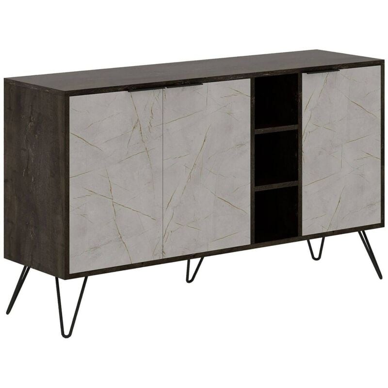 foto del prodotto credenza ashlesha, buffet da soggiorno, madia da salotto, dispensa da cucina, 142x36 h83 cm, marrone e azzurro dmora