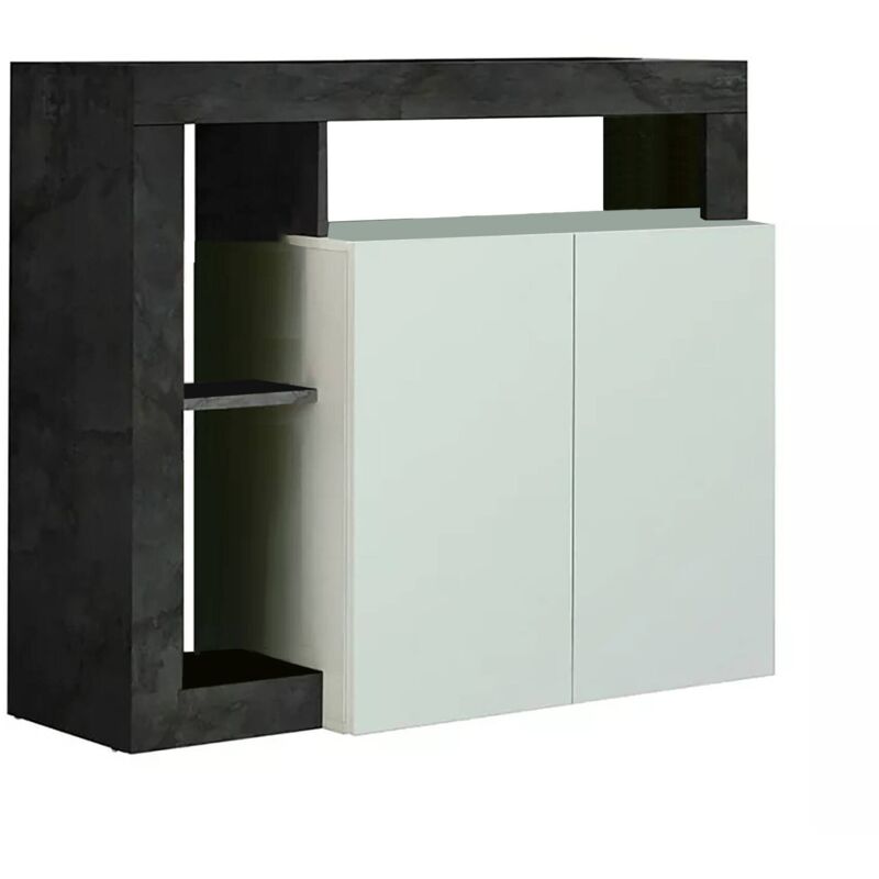 foto del prodotto credenza atlantica, buffet da soggiorno, madia da salotto, dispensa da cucina, made in italy, 108x42 h93 cm, bianco lucido e ardesia dmora