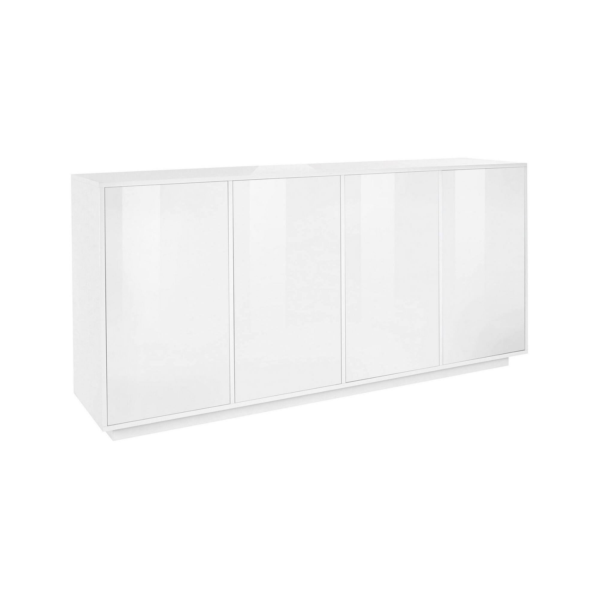 foto del prodotto credenza aulina, madia da cucina a 4 ante, buffet da soggiorno, 100 made in italy, cm 180x41h86, bianco lucido dmora