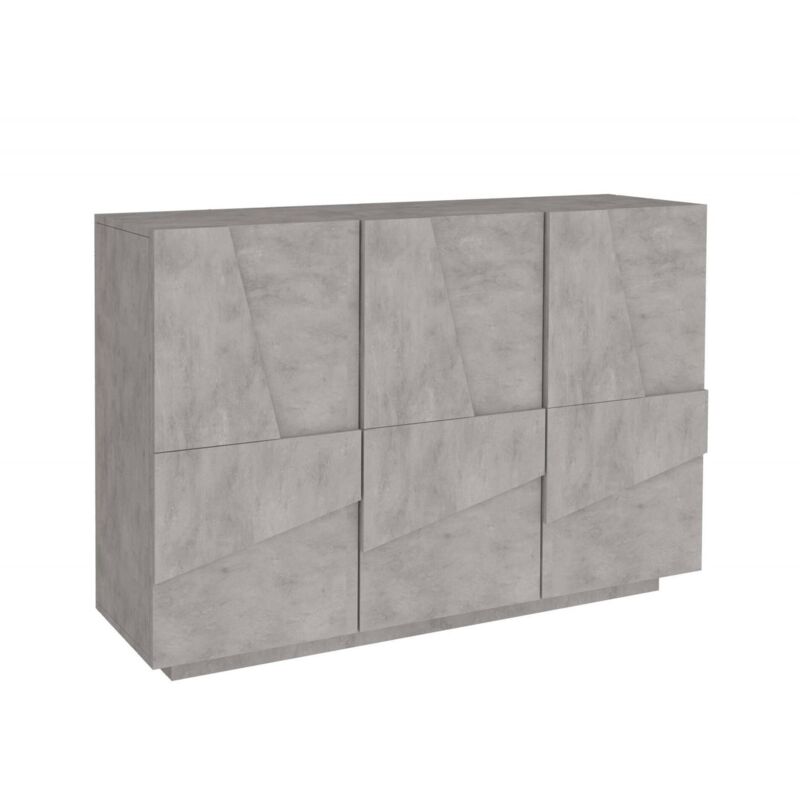 foto del prodotto credenza axl, buffet da soggiorno multifunzione, madia da salotto a 3 ante, 100 made in italy, cm 121x38h86, cemento dmora