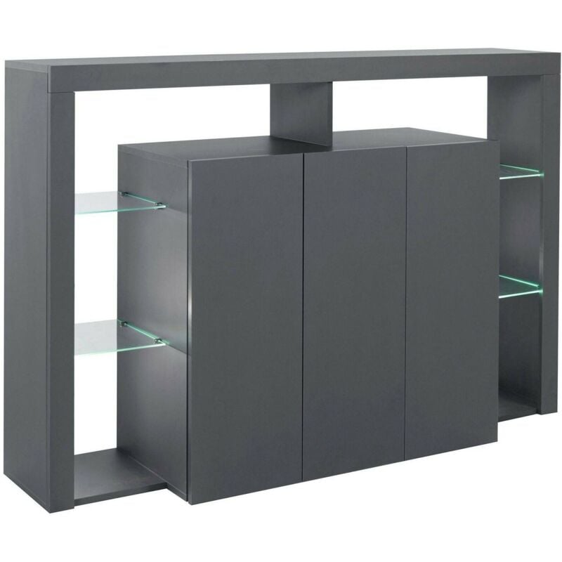 foto del prodotto credenza bagnasco, buffet da soggiorno a 3 ante, madia da salotto, credenza moderna, 100 made in italy, 150x40h100 cm, antracite dmora