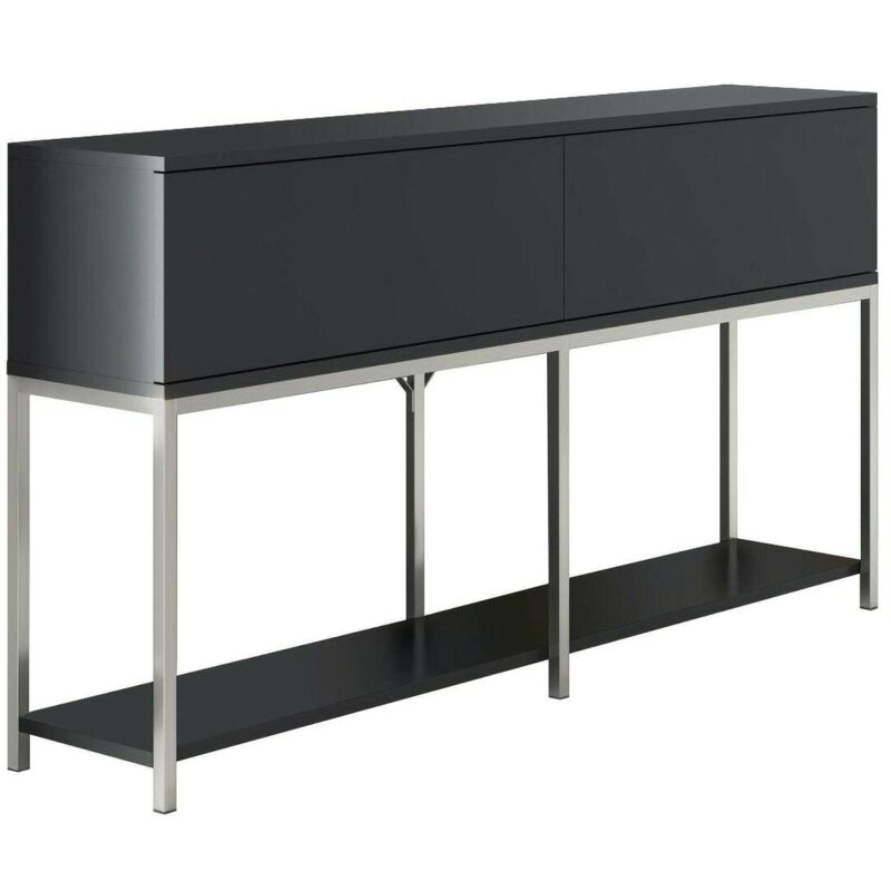 foto del prodotto credenza basilia, buffet da soggiorno, madia da salotto, dispensa da cucina, 150x30h80 cm, antracite e argento dmora