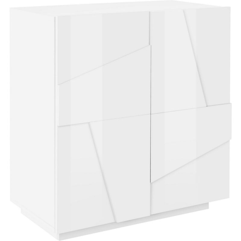 foto del prodotto credenza bassa con 2 ante madia in legno bianco lucido 80 cm