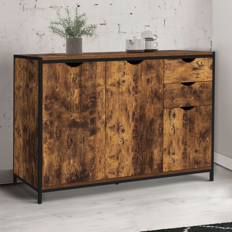 foto del prodotto credenza bassa dayton da 110 cm con armadi e cassetti dal design industriale
