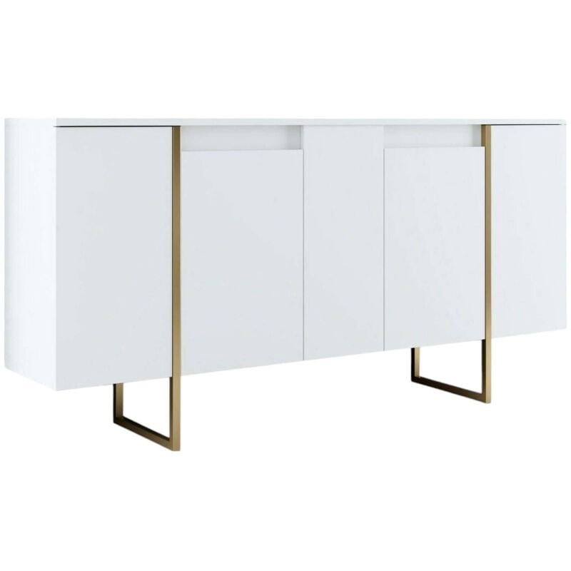 foto del prodotto credenza betel, buffet da soggiorno, madia da salotto, dispensa da cucina, 160x35h80 cm, bianco e oro, con imballo rinforzato, con imballo rinforzato - dmora