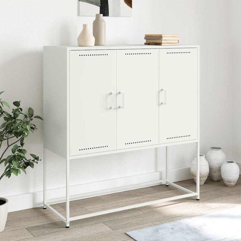 foto del prodotto credenza bianca 100,5x39x107 cm in acciaio vidaxl