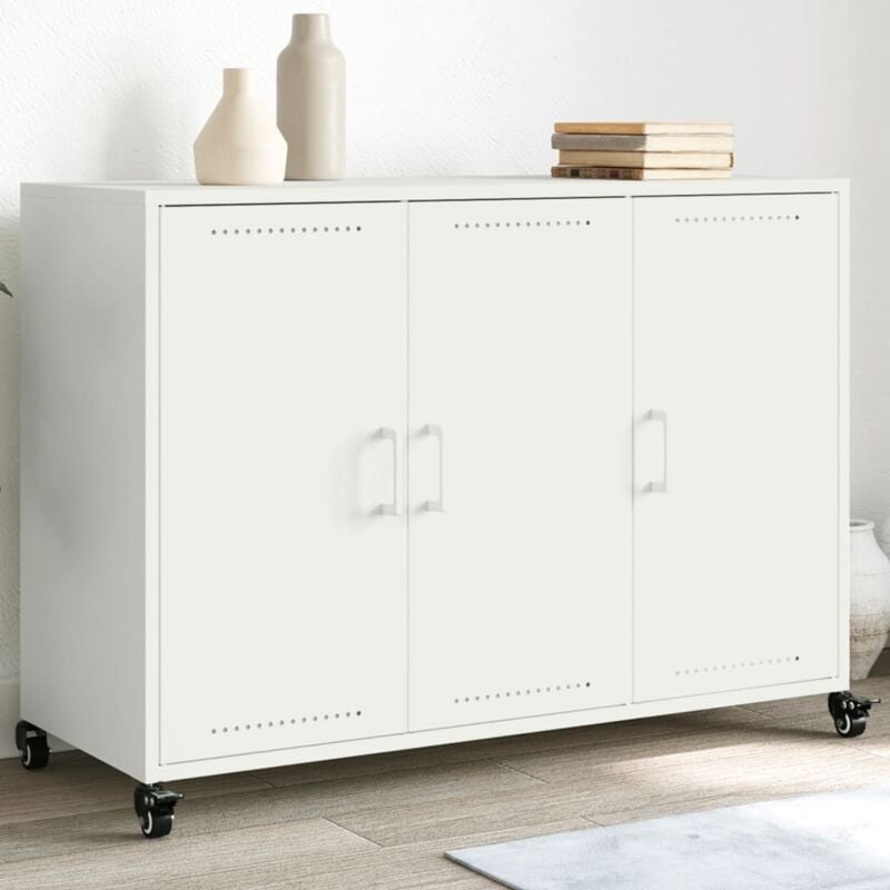 foto del prodotto credenza bianca 100,5x39x72 cm in acciaio vidaxl