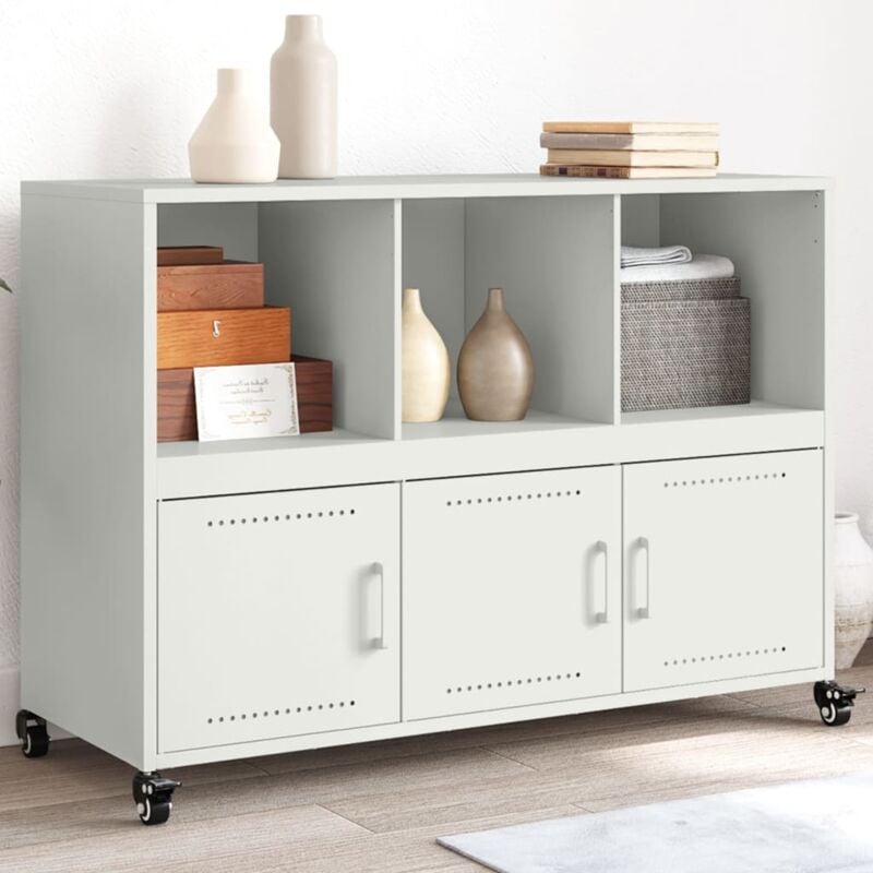 foto del prodotto credenza bianca 100,5x39x72 cm in acciaio vidaxl