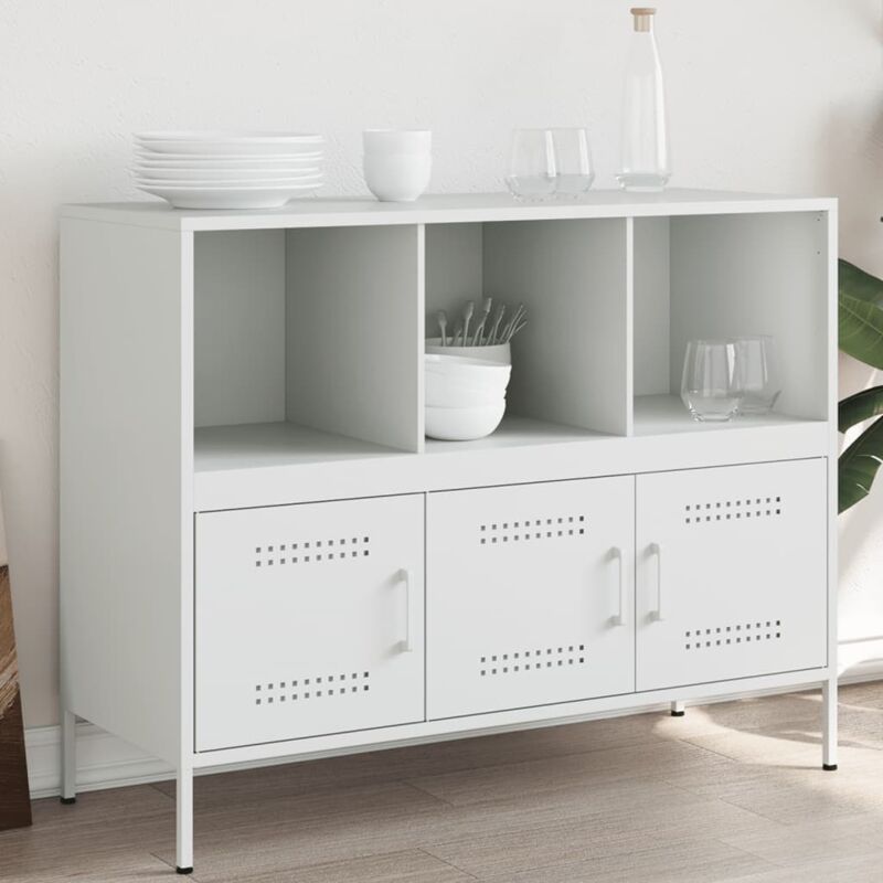 foto del prodotto credenza bianca 100,5x39x79 cm in acciaio vidaxl