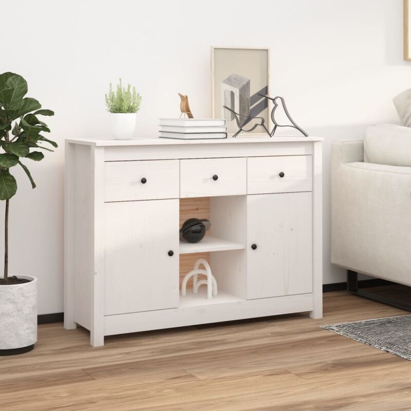 foto del prodotto credenza bianca 100x35x74,5 cm in legno massello di pino vidaxl