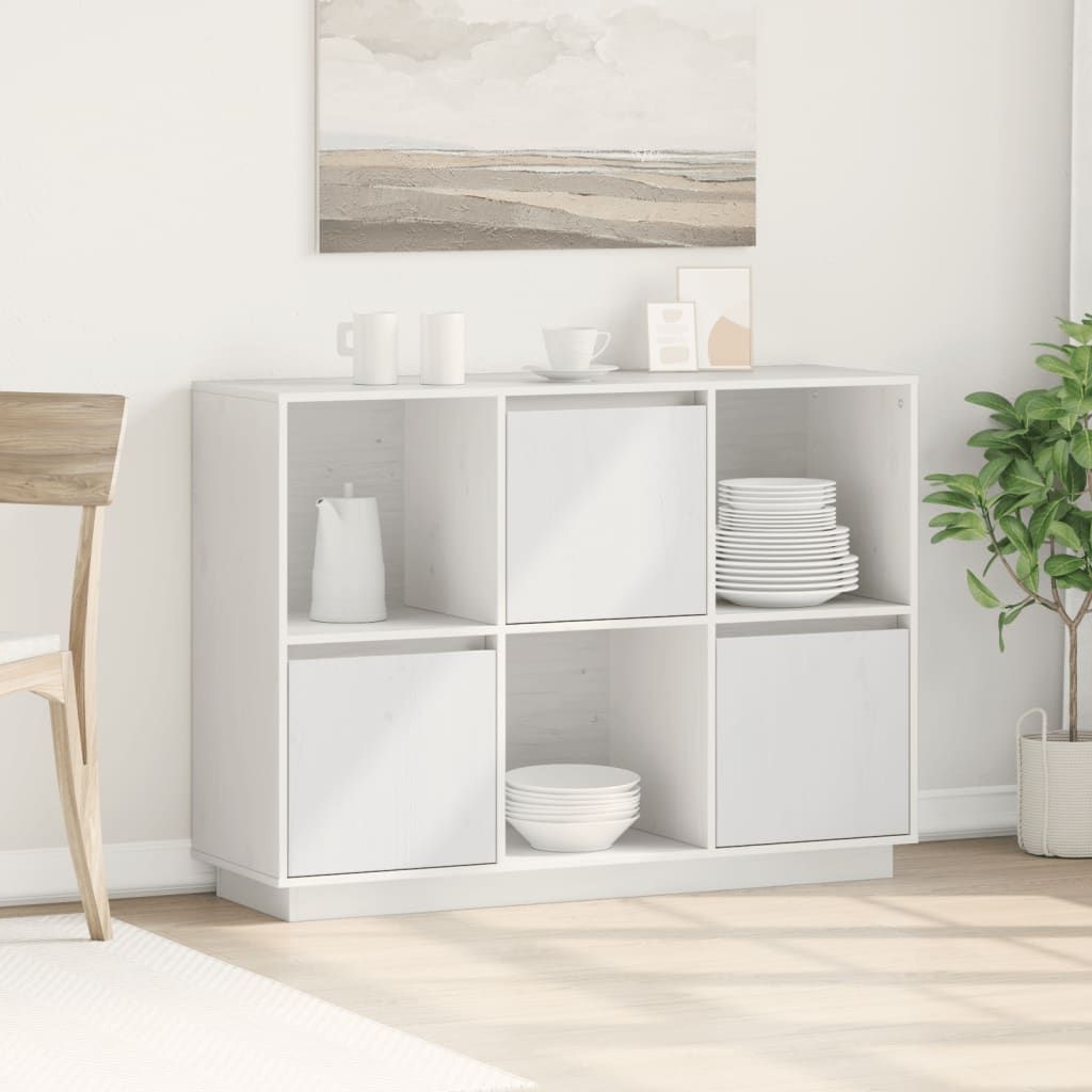 foto del prodotto credenza bianca 110,5x35x80 cm in legno massello di pino cod mxl 7319