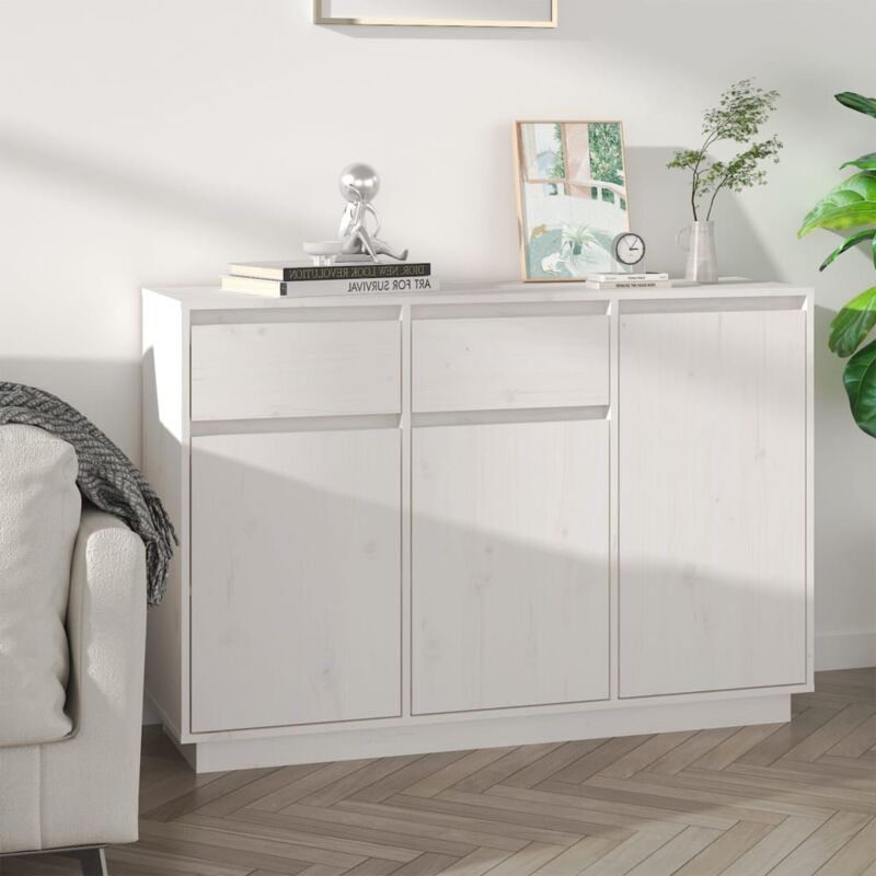 foto del prodotto credenza bianca 110x34x75 cm in legno massello di pino vidaxl
