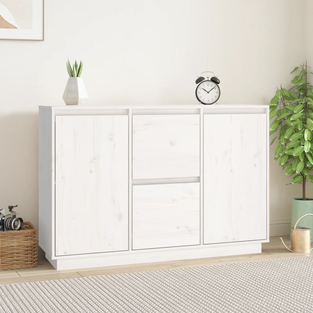 foto del prodotto credenza bianca 111x34x75 cm in legno massello di pino