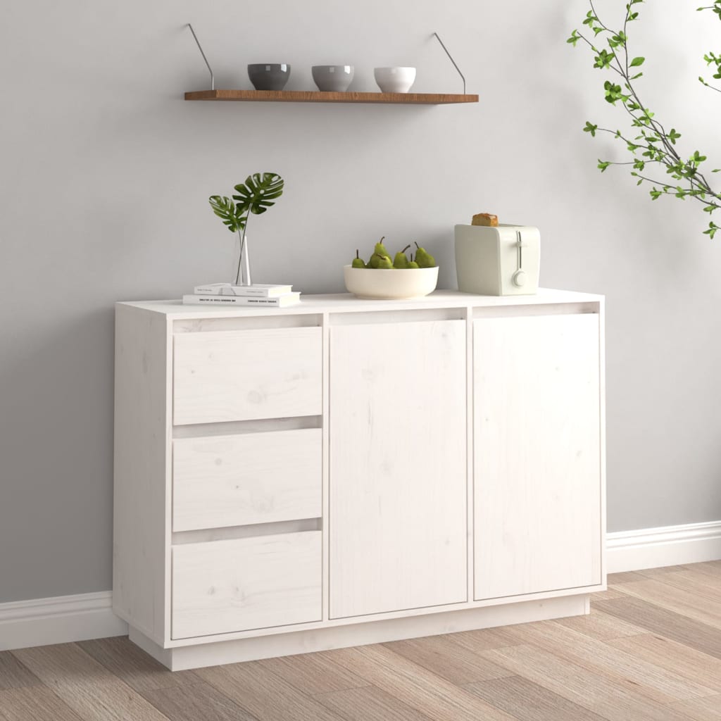 foto del prodotto credenza bianca 111x34x75 cm in legno massello di pino cod mxl 5795
