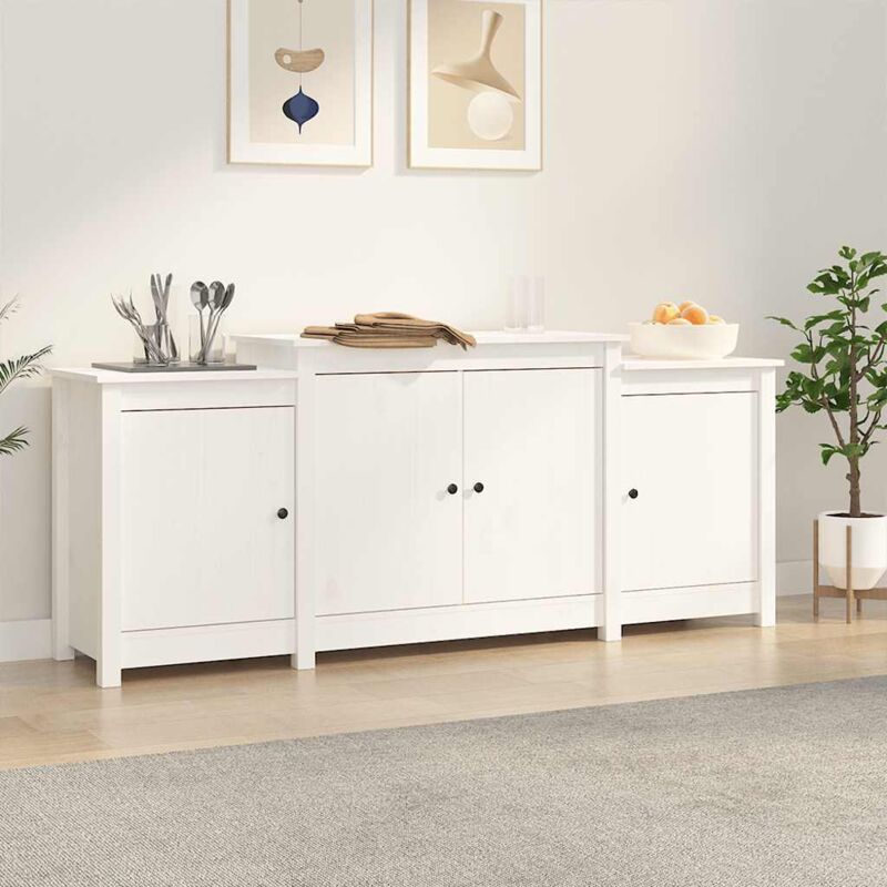 foto del prodotto credenza bianca 164x37x68 cm in legno massello di pino - vidaxl