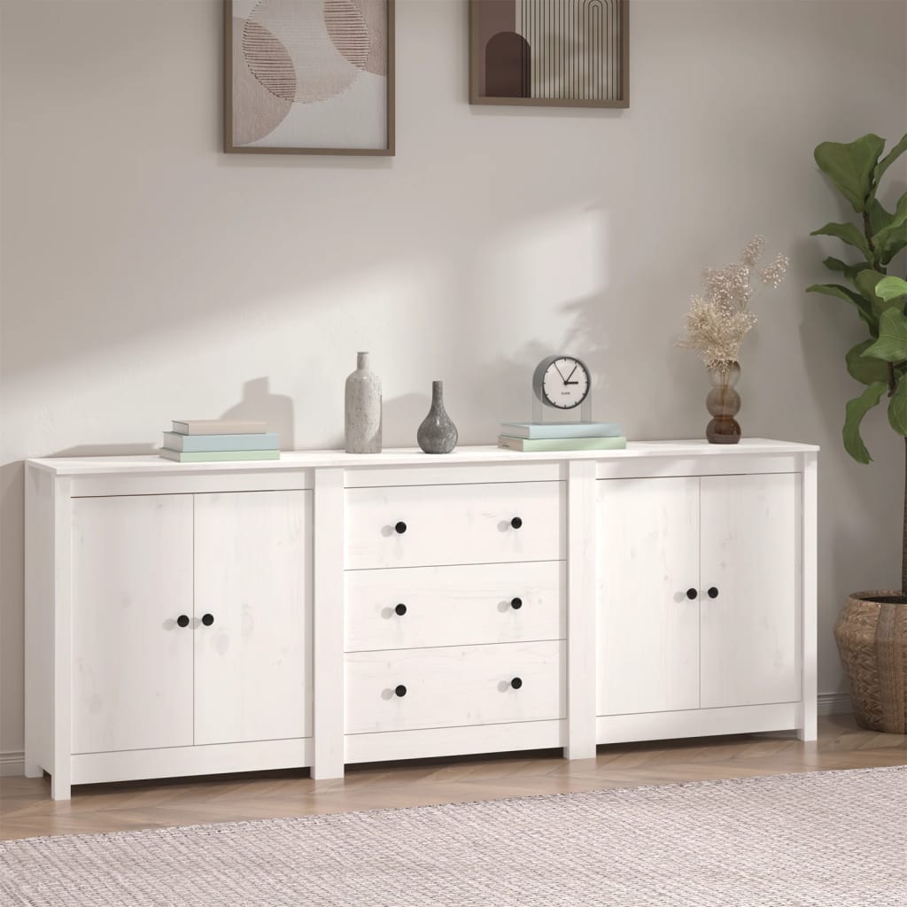 foto del prodotto credenza bianca 210x35x80 cm in legno massello di pino cod mxl 13906