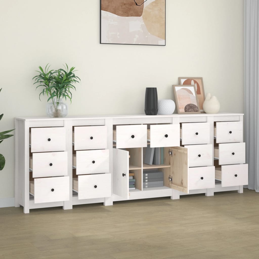 foto del prodotto credenza bianca 230x35x80 cm in legno massello di pino cod mxl 17191