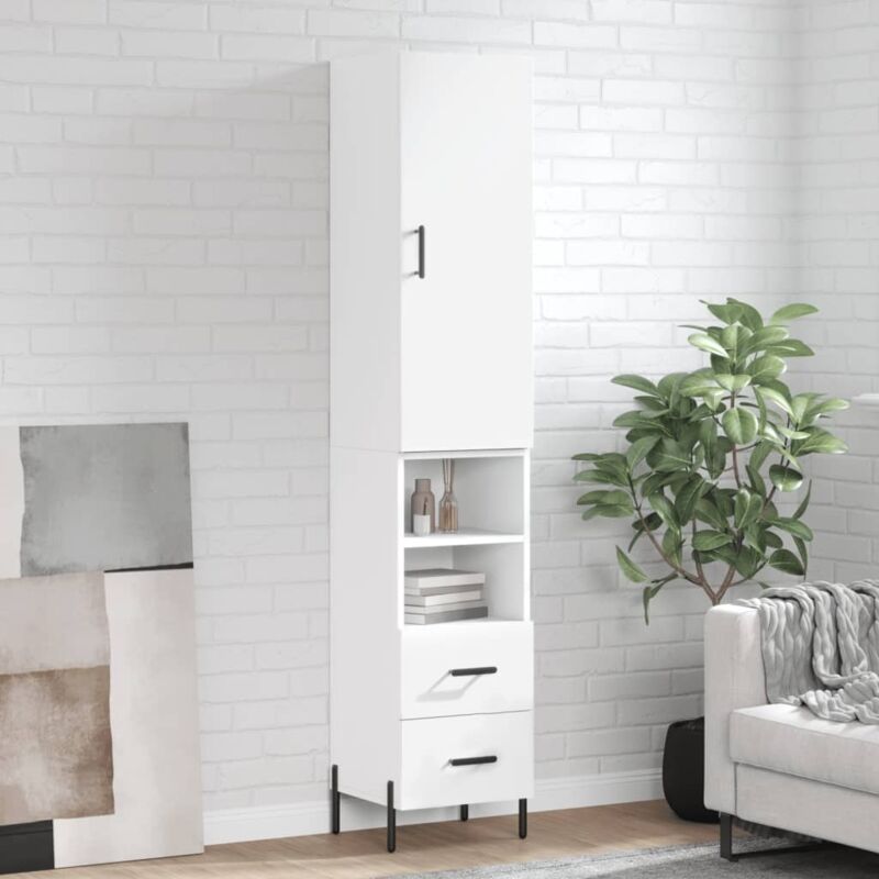 foto del prodotto credenza bianca 34,5x34x180 cm in legno multistrato vidaxl