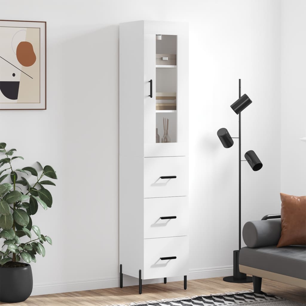 foto del prodotto credenza bianca 34,5x34x180 cm in legno multistratocod mxl 101995