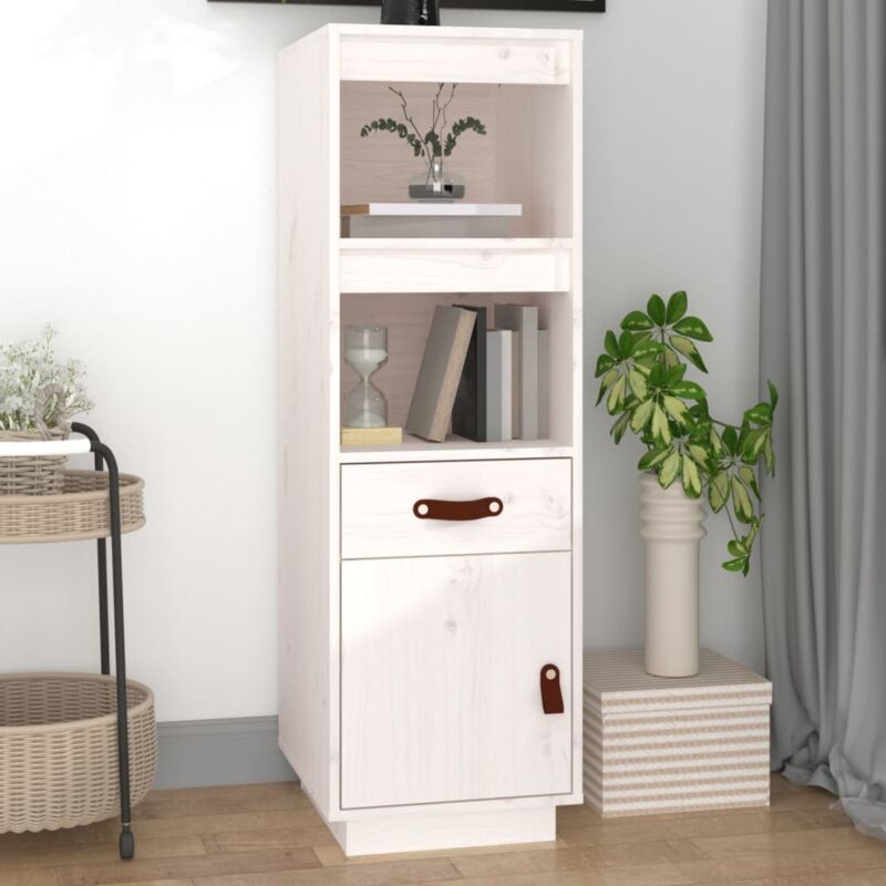 foto del prodotto credenza bianca 34x40x108,5 cm in legno massello di pino vidaxl