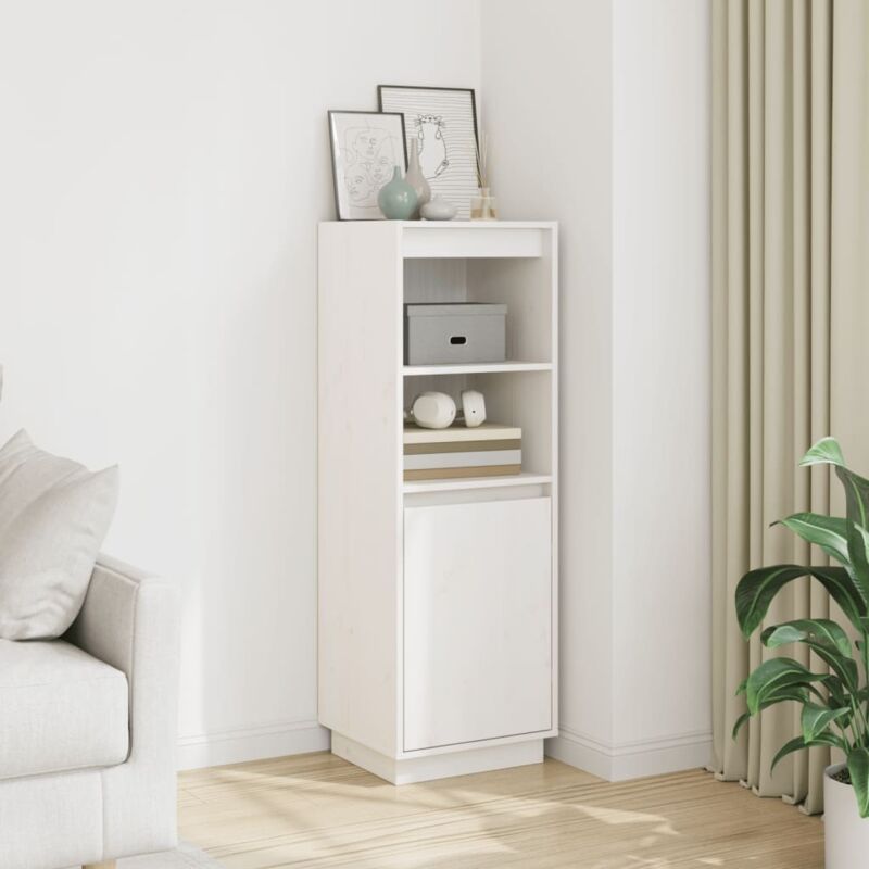 foto del prodotto credenza bianca 37x34x110 cm in legno massello di pino vidaxl