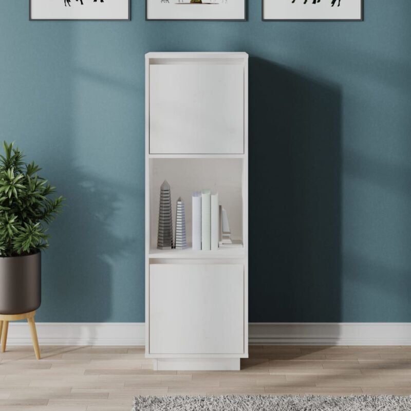foto del prodotto credenza bianca 38x35x117 cm in legno massello di pino vidaxl