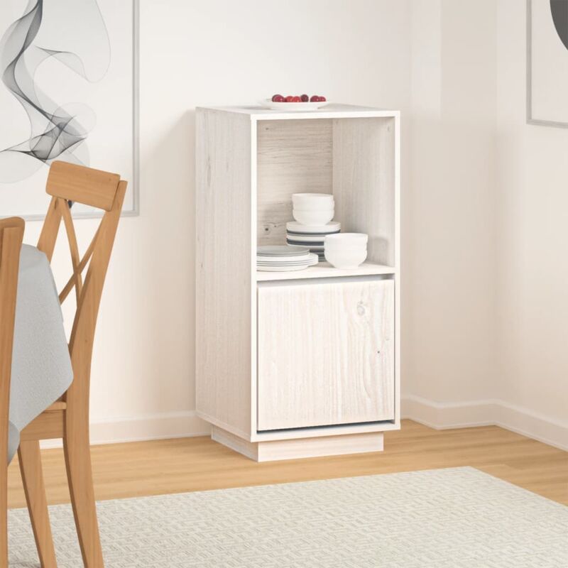 foto del prodotto credenza bianca 38x35x80 cm in legno massello di pino vidaxl