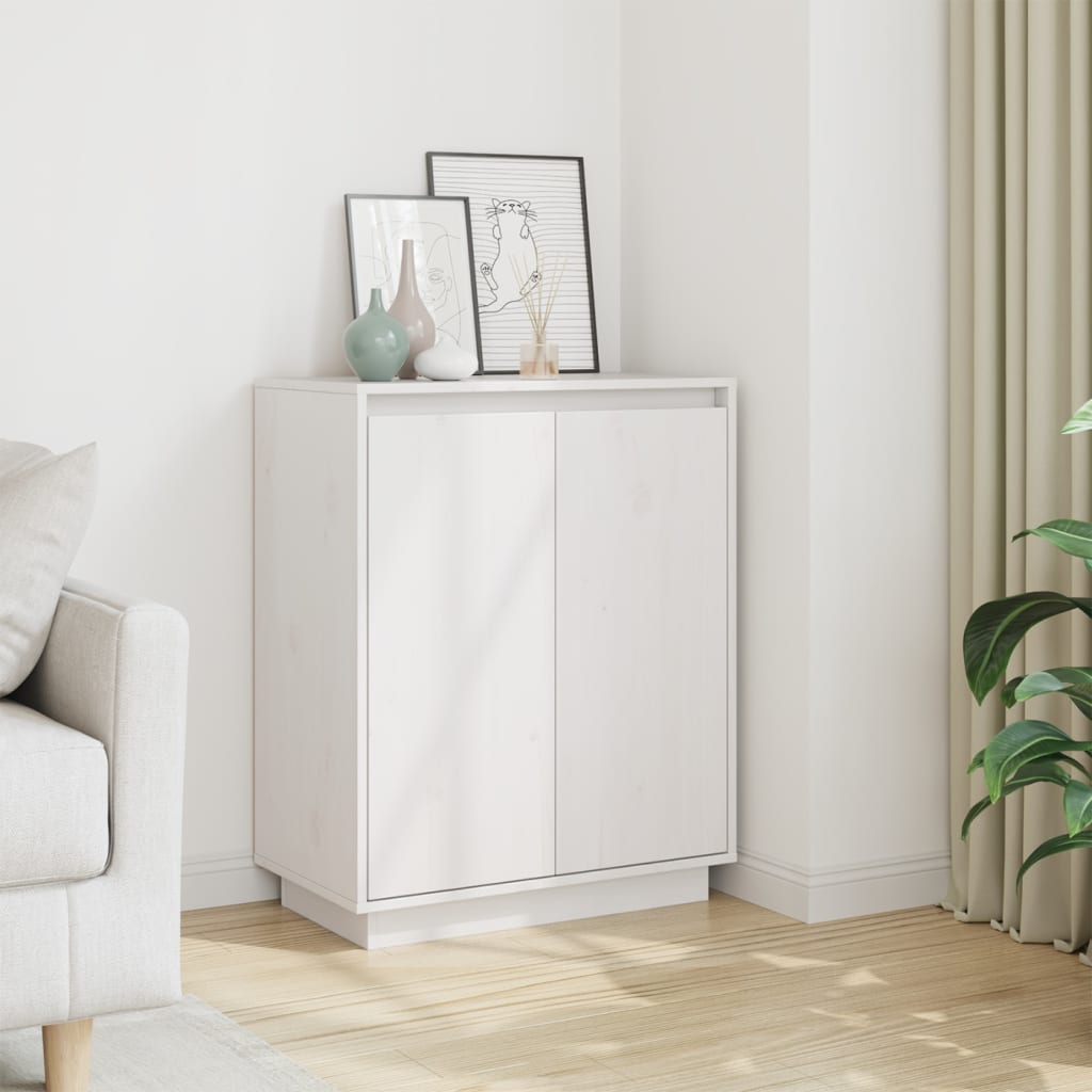 foto del prodotto credenza bianca 60x34x75 cm in legno massello di pino cod mxl 7643