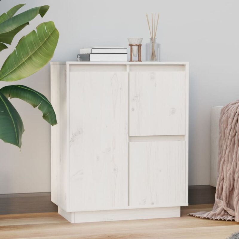 foto del prodotto credenza bianca 60x34x75 cm in legno massello di pino vidaxl