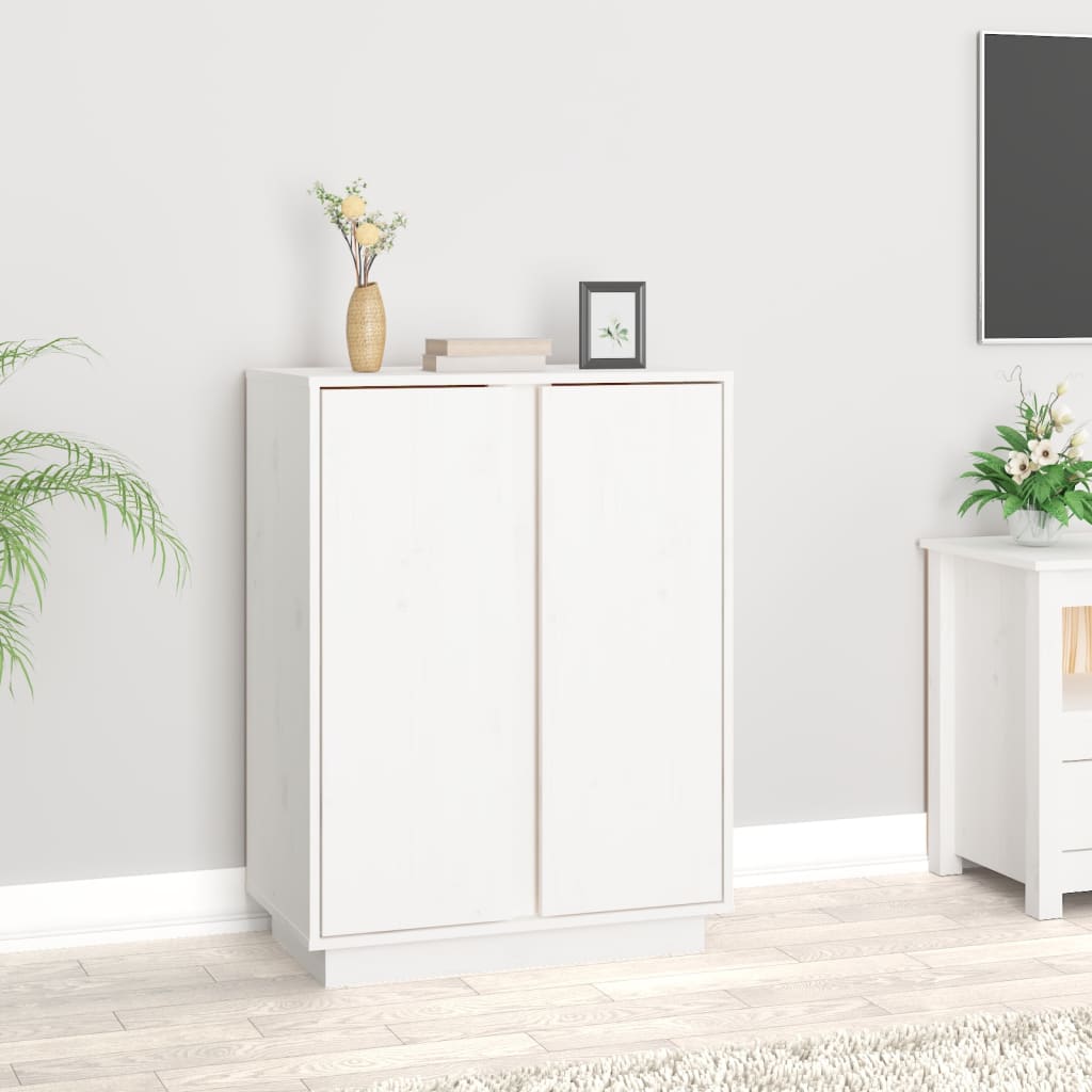 foto del prodotto credenza bianca 60x35x80 cm in legno massello di pino