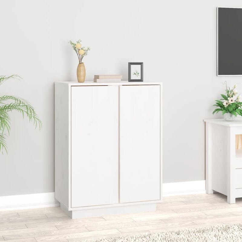 foto del prodotto credenza bianca 60x35x80 cm in legno massello di pino vidaxl