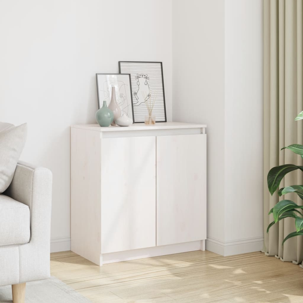 foto del prodotto credenza bianca 60x36x65 cm in legno massello di pino cod mxl 18344